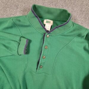 Vintage REI Sweatshirt Mens Large Green‎ Button Henley Mock Neck Pockets 90s